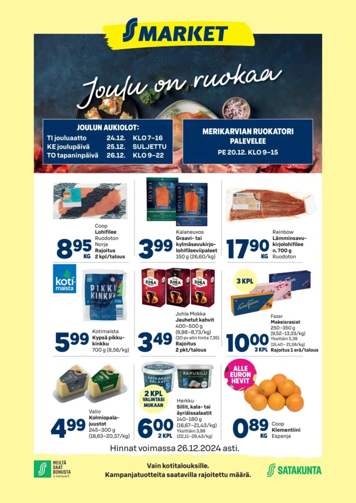 s market tarjoukset helsinki joulu on ruokaa