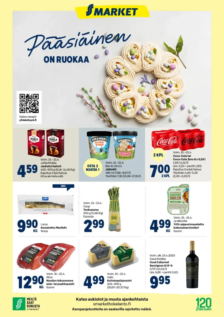 s-market tarjoukset voimassa 21.4.2025