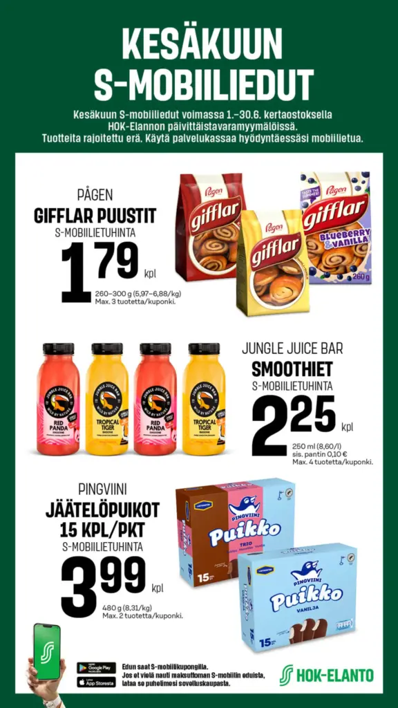 s-market tarjoukset kesäkuun s-mobiiliedut voimassa 30.6.2026